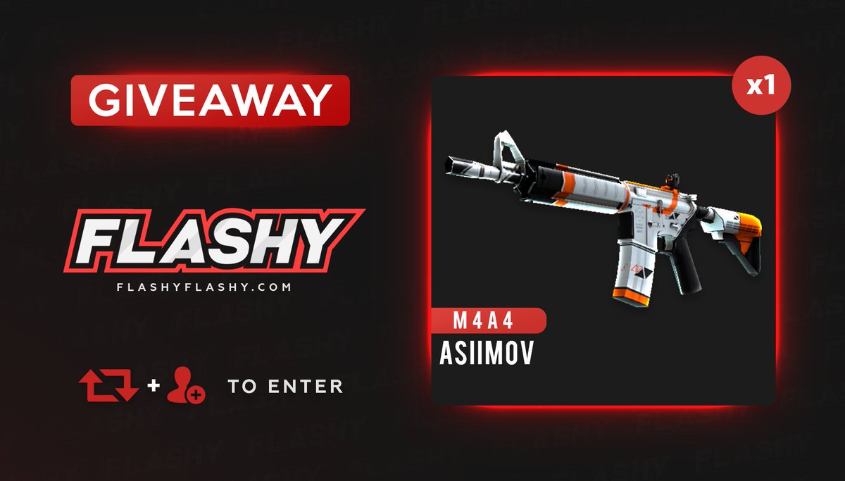 flashyflashycom's tweet photo. 🔥 24H GIVEAWAY !!! 🏆 M4A4 Asiimov !

To win:
✔️ Visit for free codes: https://t.co/Fonu6EuBpu
✔️ Retweet
✔️ Follow us
✔️ Turn on twitter notifications

#flashyflashy #giveaway #csgoskins #CSGOGiveaway https://t.co/vC1FmwjVLb