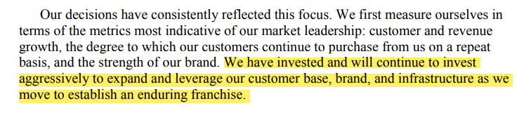 4/ Bezos focused relentlessly on long-term growth, rather than short-term profits, even from this first letter. His priority was market leadership: customers, revenue, customer repeat purchases, and brand.If you put that stuff first, profits and everything else would follow.
