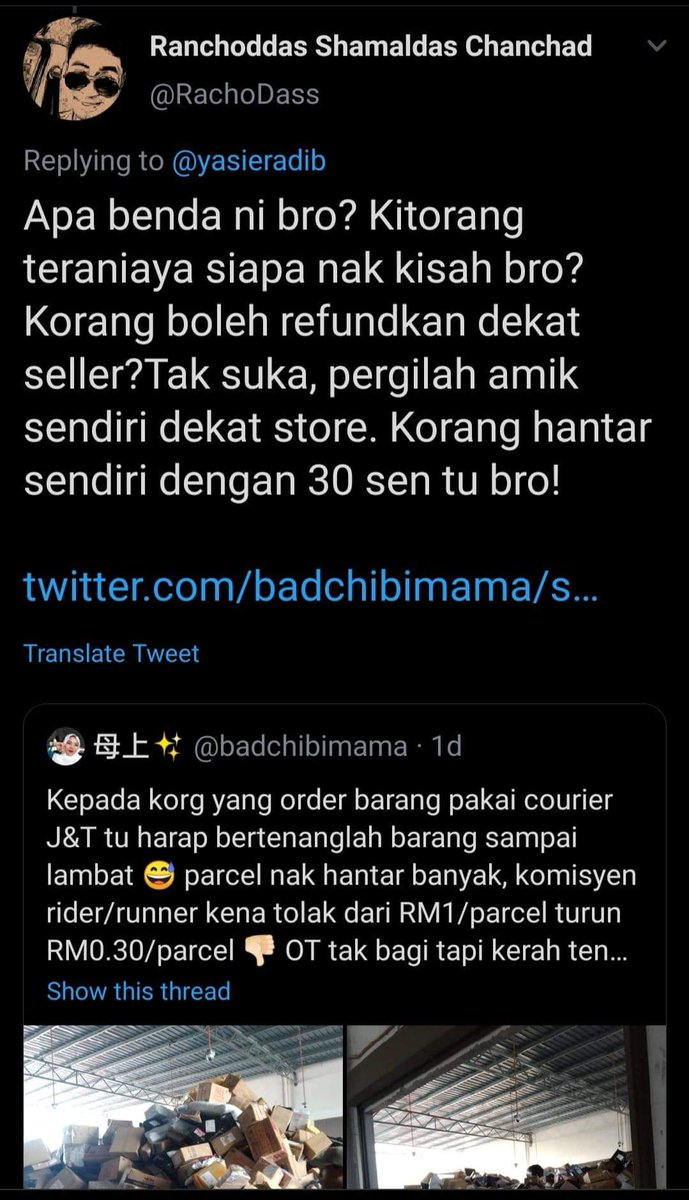 _AmranFans's tweet photo. Refund dkt seller kepala kakak kau.
 
Kalau rasa kena tindas dgn majikan, pergi hempuk majikan kau tu. Bukannya hempuk barang org. Org beli guna duit, seller pun meniaga cari duit. 

Kau punya masalah jgn lepas dkt org lain. Jadi budak JNT yg cerdik. Jgn tunjuk sangat bangang tu. https://t.co/5DqgR6ekaB