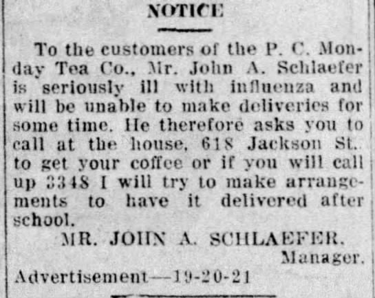 Businesses closed or changed their practices when employees fell ill. (Wausau Daily Herald, 10/22/1918)