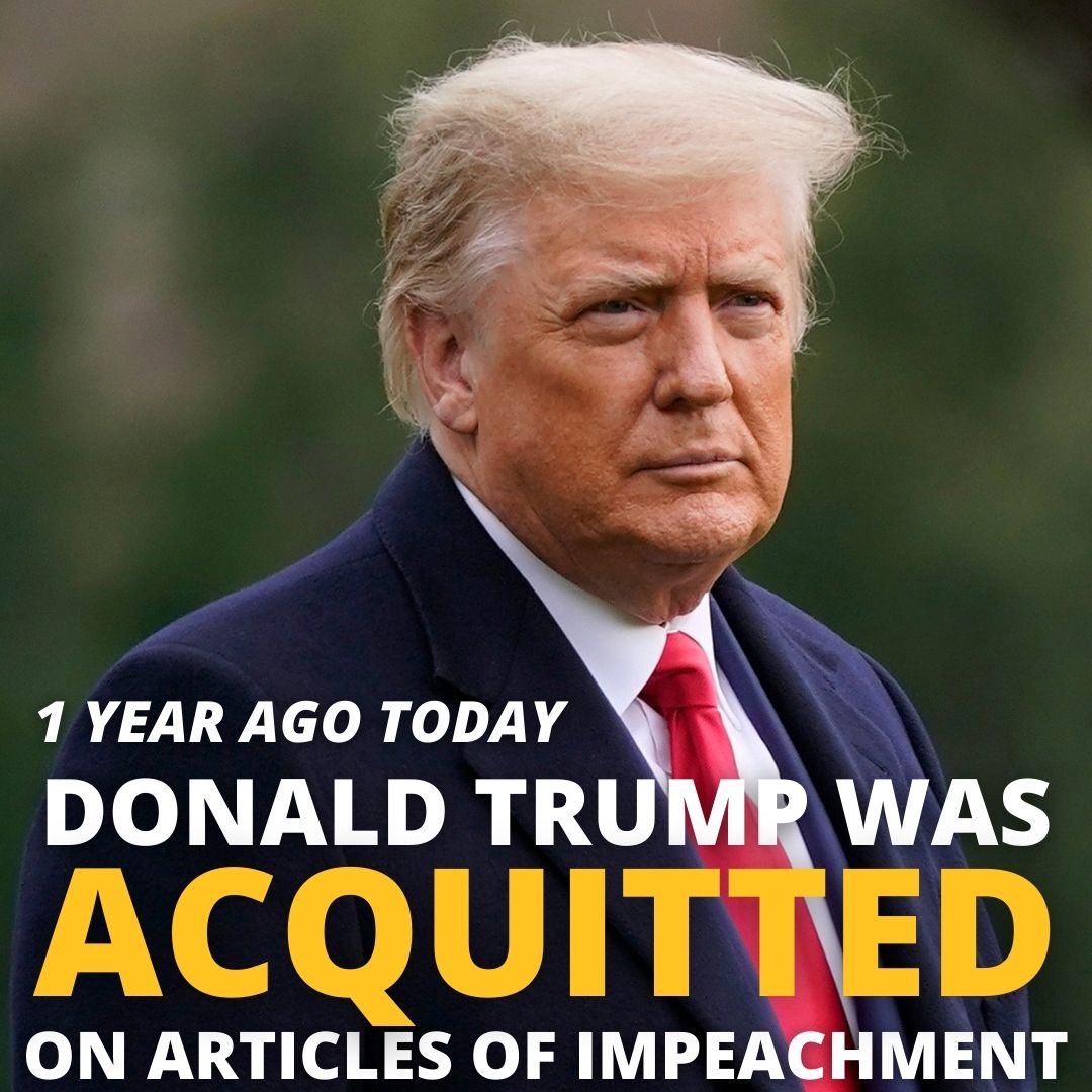 1 year ago, the Senate voted to acquit President Trump on two articles of impeachment.