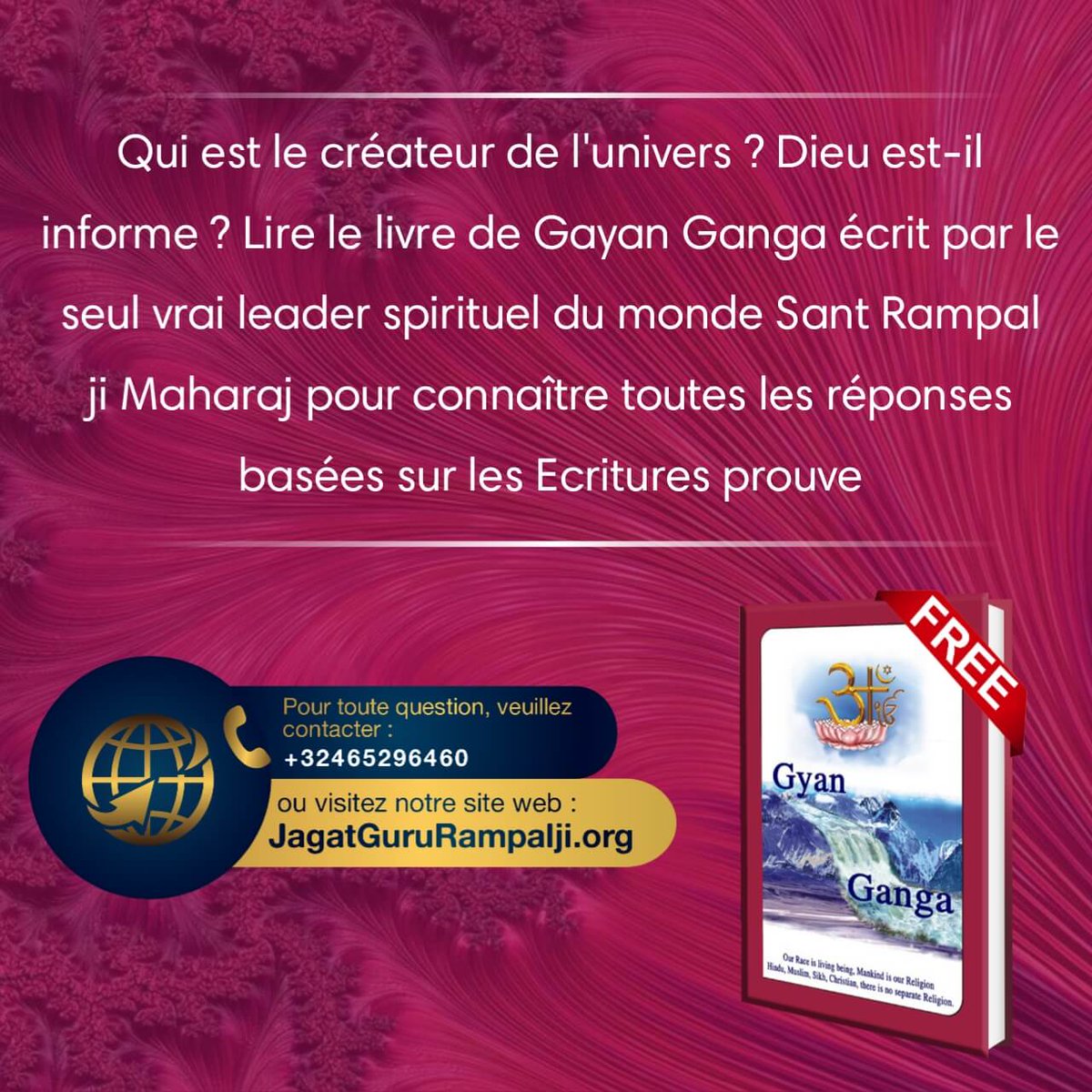 God_son_99's tweet photo. @FranckenTheo Qui est le créateur de l'univers ? Dieu est-il informe ? Lire le livre de Gayan Ganga écrit par le seul vrai leader spirituel du monde Sant Rampal ji Maharaj pour connaître toutes les réponses basées sur les Ecritures prouve
Saint Rampal Ji https://t.co/qpHkAhoQhn