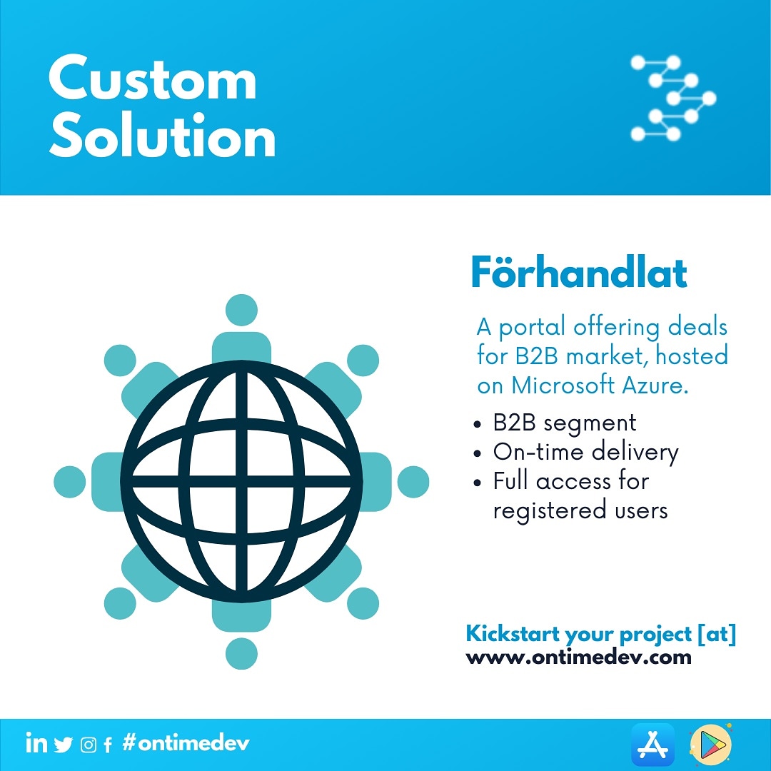 Forhandlat is a web portal offering deals for B2B market, a custom solution for B2B segment & is developed by us.
Kickstart your project with us @ ontimedev.com
 #b2b #project #webdevelopment #market #portal #customsolution #portfolio #webportal #AndroidDev #ontimedev