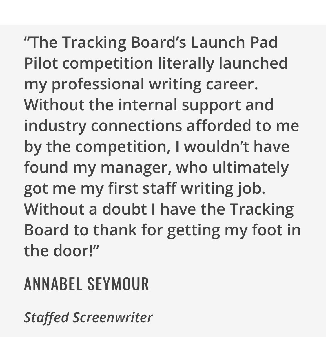 MyTrackingBoard's tweet image. “...truly the most influential #screenwriting competition out there.” Learn more: TBlaunchpad.com
