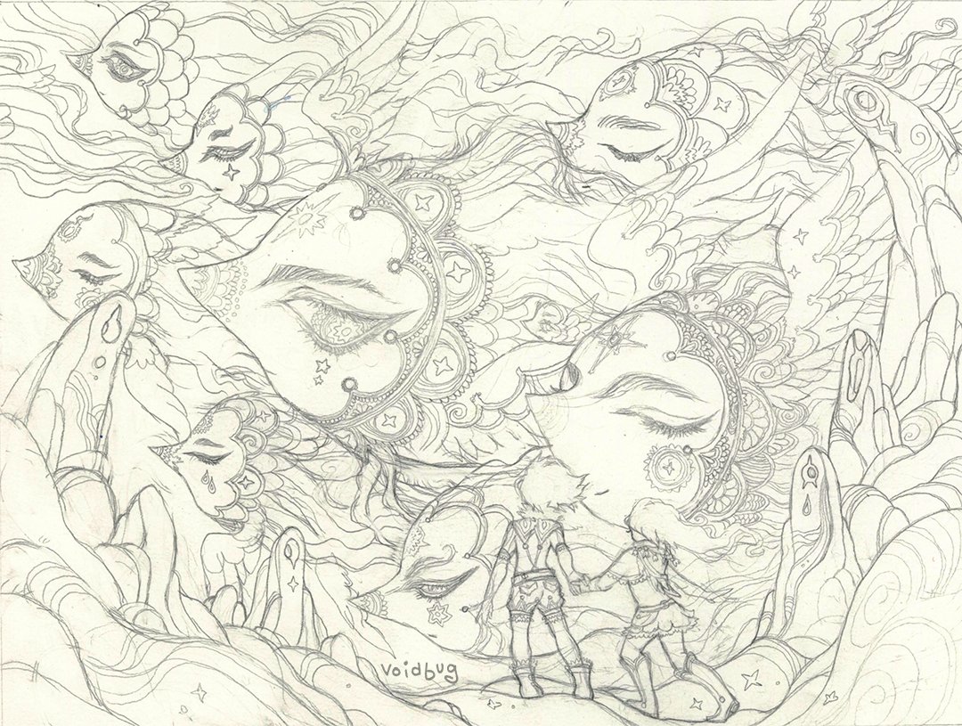 voidbug's tweet photo. the sketch vs the final https://t.co/1GvhCIvCqW