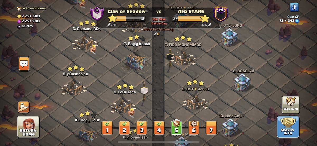 BoglyKosta's tweet photo. We forgot to fill up our CCs in champ 1, but we were still managed to defend twice on mine and @BoglyLoSt bb. We need 9/10 to have guaranteed victory. We are perfect 6/6 for now. Can we make it? 

@QSFN_COC 
@BoglyBB https://t.co/NYUqApvdME