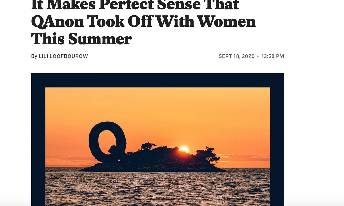 During a pandemic that has disproportionately affected Black, Indigenous, and mothers of colour, at a time when mothers in concentration camps on the border had their babies stolen from them, we got articles like this to excuse white women and QAnon