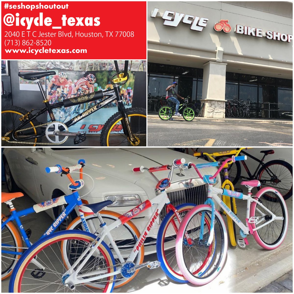 sebikes's tweet photo. The #houston #sebikeslife scene is on fire! A good shop to keep you rolling when you’re in H-Town is @icycle_texas. Tell them SE sent you! #seshopshoutout #bikeshop #bikeshoplife #sebikes #bicycle #localbikeshop #pkripper #nycripper #phillyripper #miamiripper https://t.co/C2NTTp8au5
