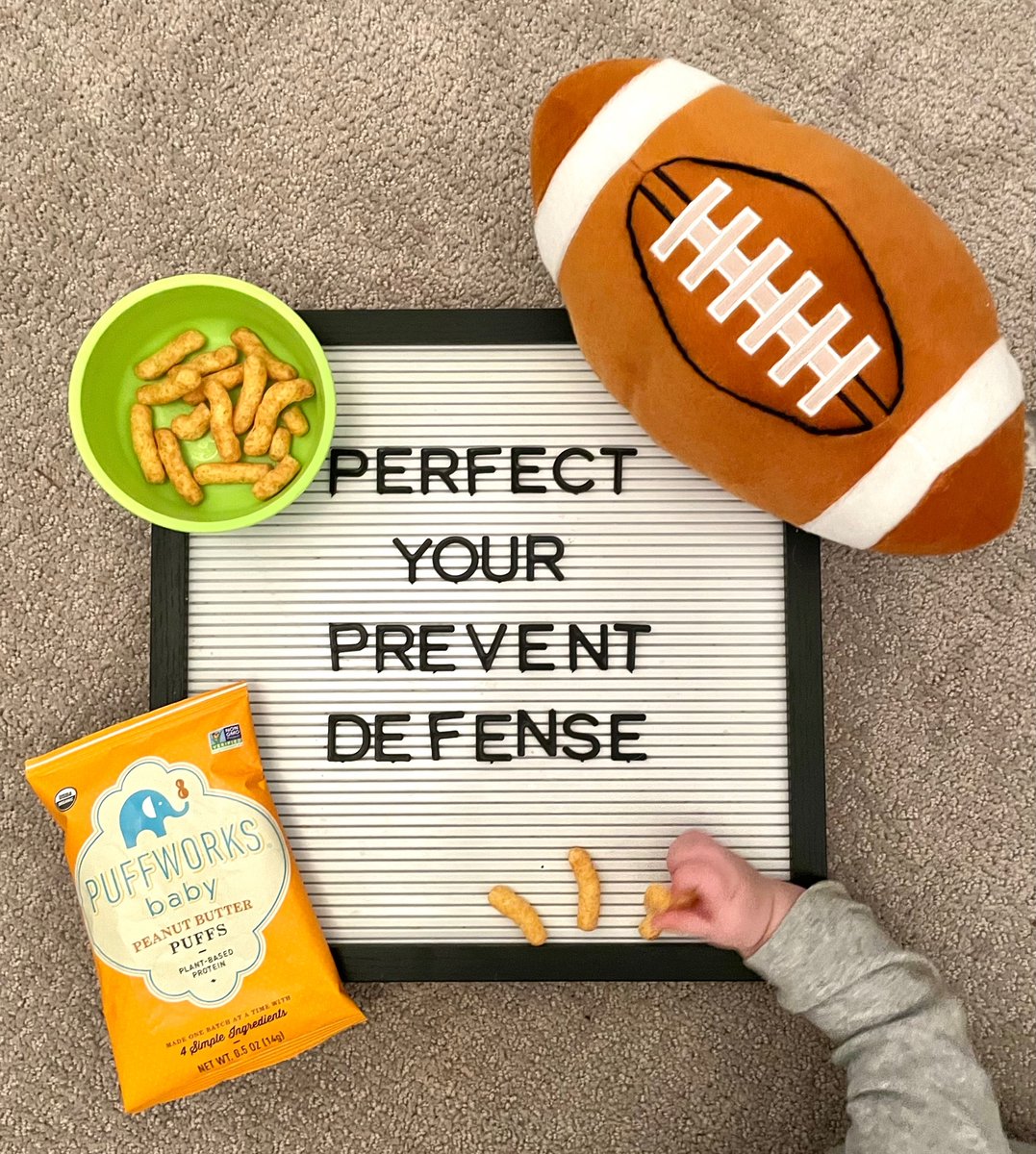 Helping prevent peanut allergies is our game-plan. 🏈 🥜 A study showed an 86% reduction in the development of peanut allergy simply by introducing peanuts early and often. Learn more about how our #Puffworksbaby puffs make this simple: l8r.it/zcnJ