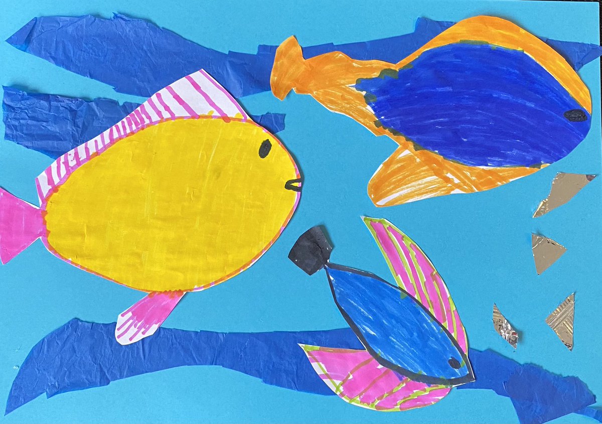 moolife7's tweet photo. #thegreatbigartexhibition2021 #Wembley #Neo10 join in 😊 @firstsite Neo’s art from Wembley - ‘It’s all a bit fishy’ (age 10) https://t.co/JsUa8GXuEe