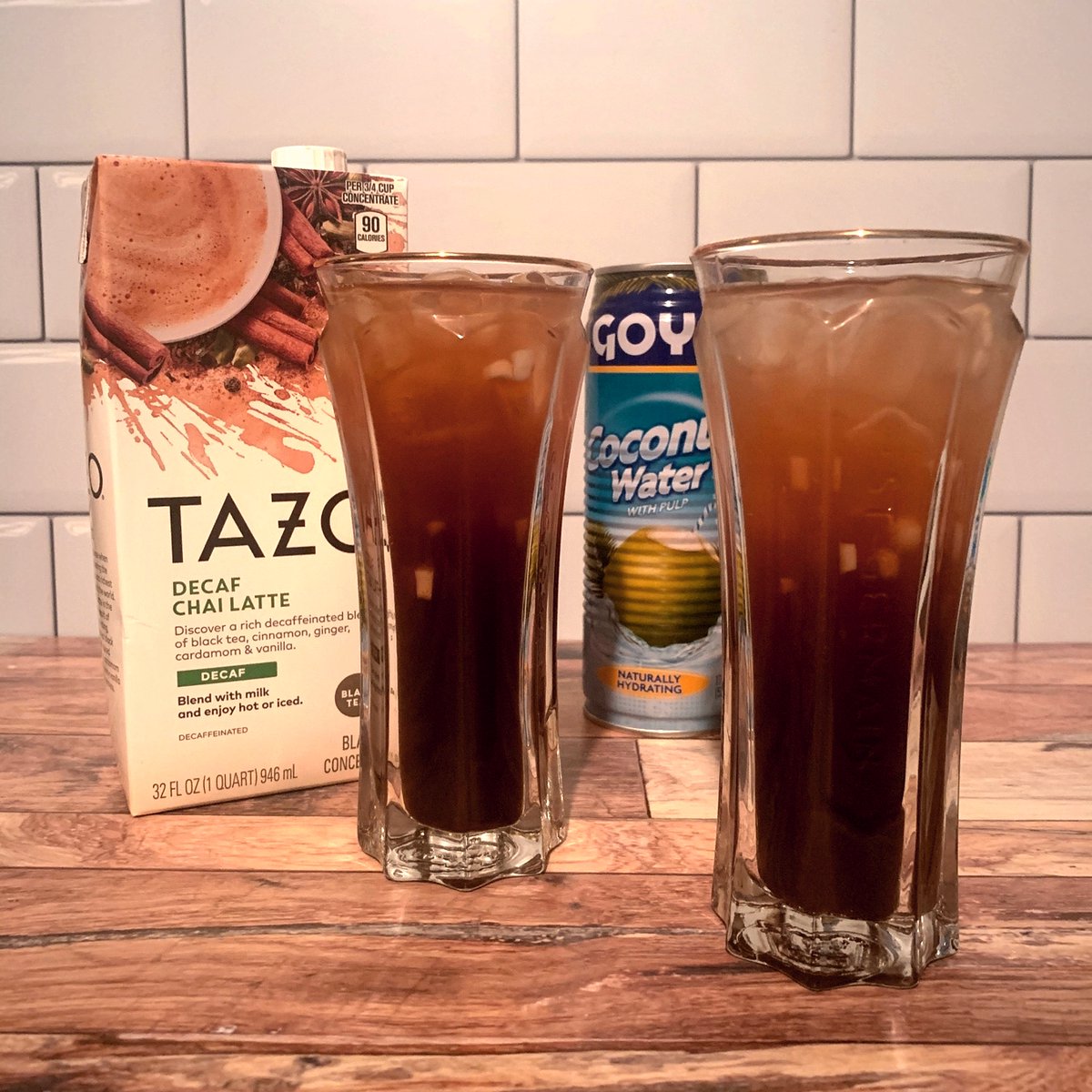 A little soother for your Saturday

Trop-Chai 

Tazo Tea
Goya Coconut Water
add Ice and Enjoy