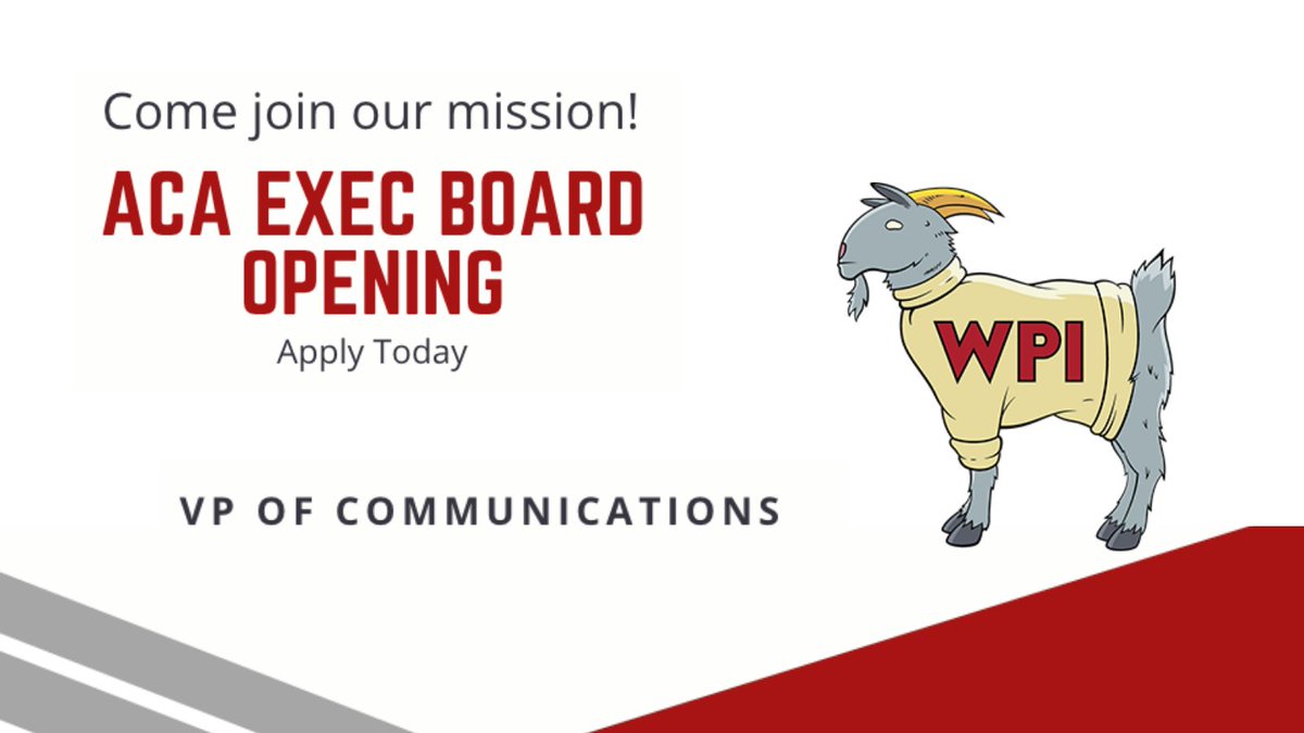 WPI_ACA's tweet image. Have you been wanting to get more involved with ACA? Apply today! forms.gle/c2Uz7RokeWpBVh…