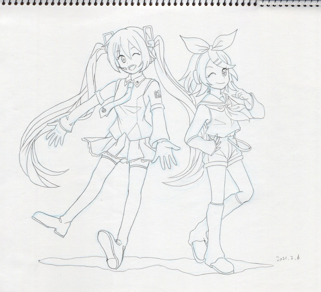 初音ミク「昨日の練習絵を晒します。そういえばボカロ描いたことなかったなぁと思いながらメイン」|きさらぎこうしのイラスト
