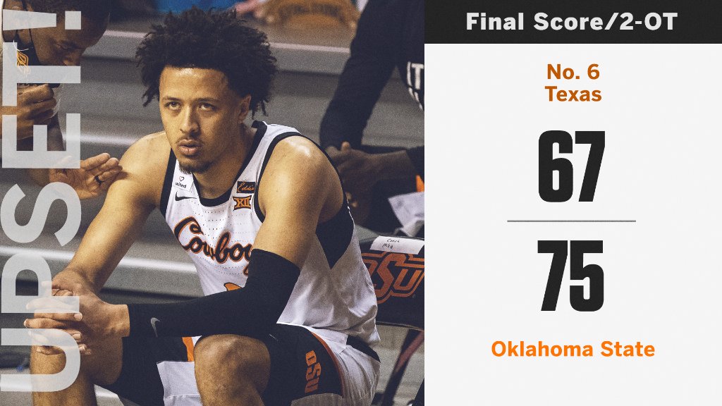 Oklahoma State upsets No. 6 Texas in 2OT in Stillwater‼️