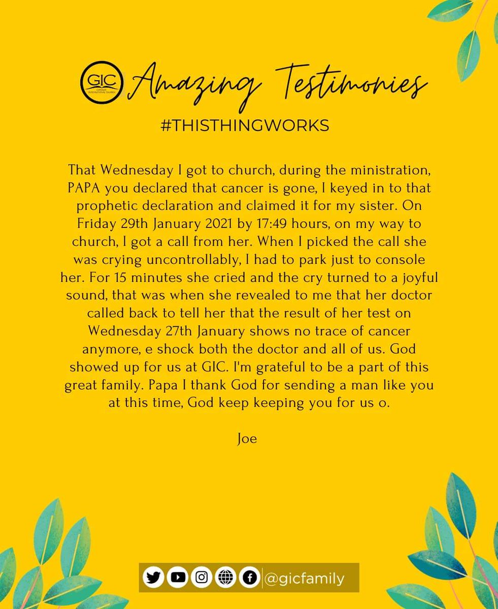 GICfamily's tweet photo. #AmazingTestimonies.

BREAST CANCER HEALED.

God is still in the business of healing the sick at gateway international church. 

#ThisThingWorks 
#GeorgeIzumwa50 https://t.co/Up9C5tLAQ4