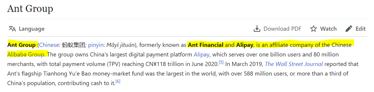 5/ Ant Group is HUUGGEEE, formerly known as Ant Financial & Alipay, is an affiliate company of the Chinese Alibaba Group. The group owns China's largest digital payment platform Alipay, which serves over 1 billion users & 80 million merchants. 
