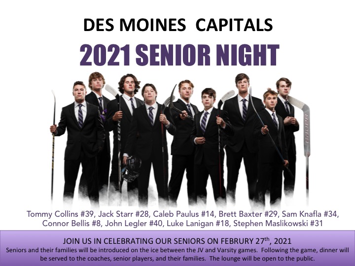 dmcapshockey's tweet photo. Join us in celebrating our Seniors on February 27th,2021 https://t.co/OibjQGWlVa