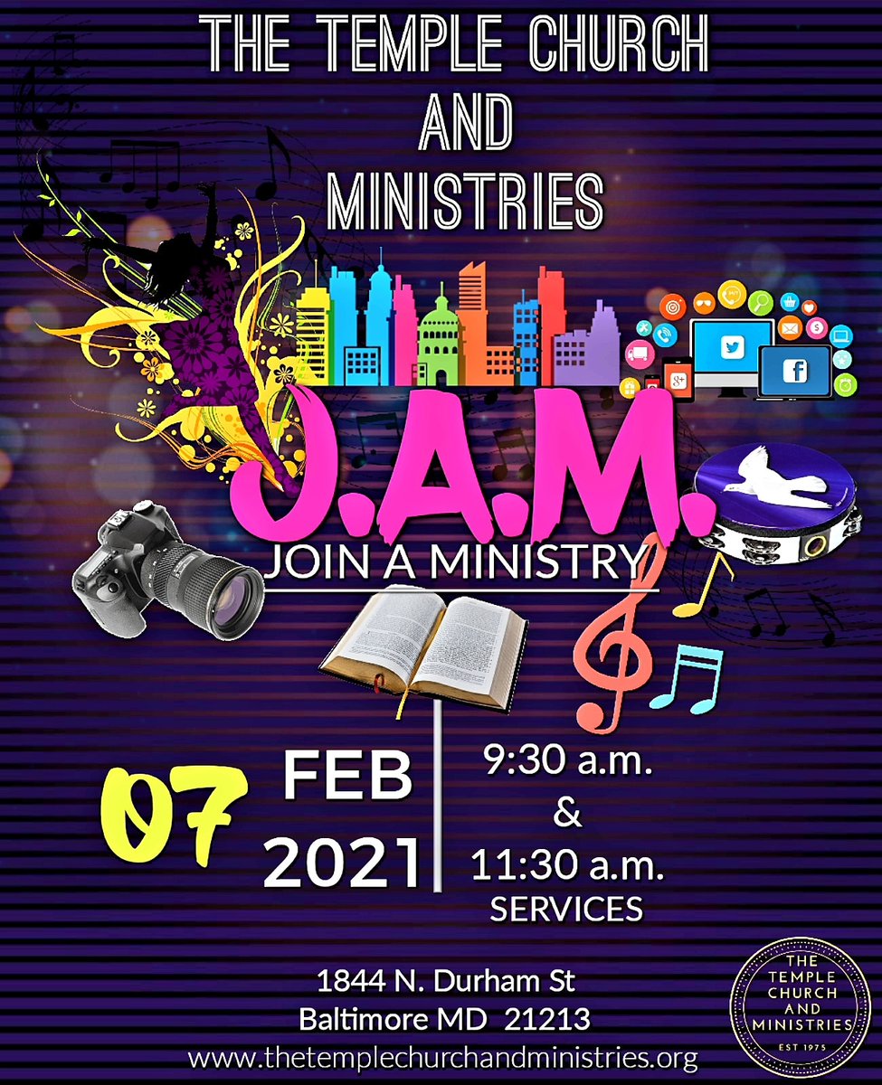 Intentional1975's tweet photo. TOMORROW
Please join us by attending in person or by zoom for "Join A Ministry" Sunday, February 7, 2021 at 9:30 am or 11:30am. 1844 North Durham St. Baltimore, MD 21213. You don’t want to miss this time!! #GodFirstInEverything #GodMoves #encouragement #baltimorepreacher https://t.co/g3e5Ye3MuI