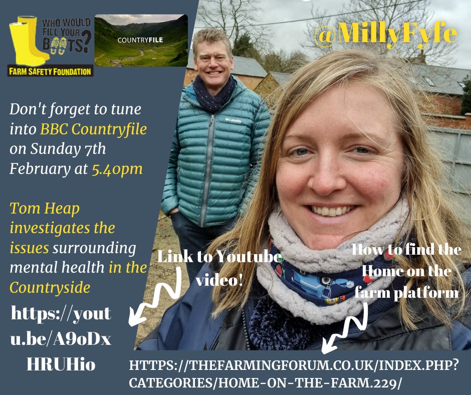 MillyFyfe's tweet photo. Huge thanks to @JStevenson841 @tomheapmedia @bladonbabe @yellowwelliesuk for making this happen
Make sure to tune into @BBCCountryfile tomorrow evening from 5.40pm
#mentalhealth #mindyourhead #ruralisolation https://t.co/vkNHPUhqcY