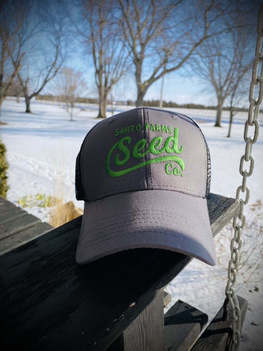 SantoChad's tweet photo. Working on new hat designs, liked how this one turned out #santofarmsseedcompany #agswag #farmerhat @PioneerSeedsCA @CortevaCA https://t.co/2n0UN44vAm