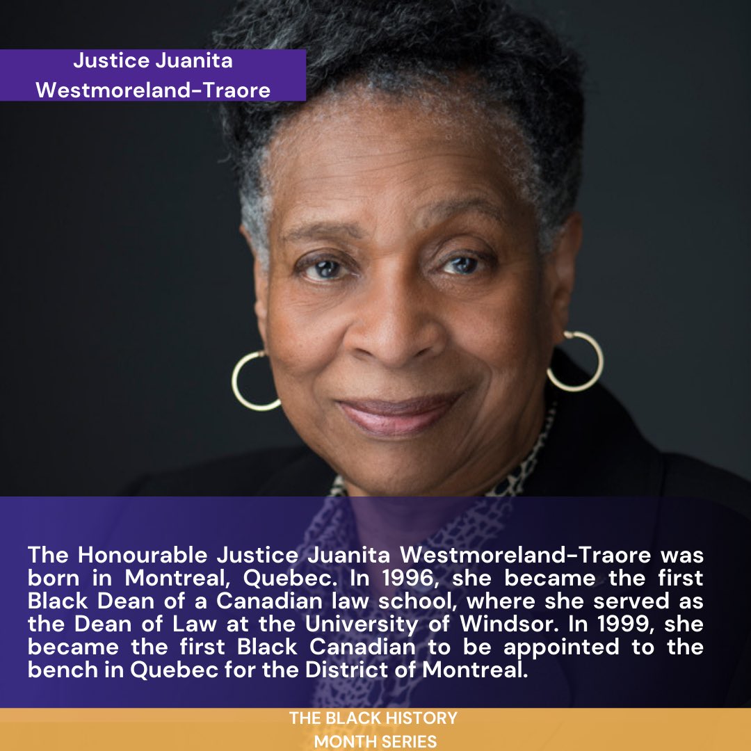 blsacanada's tweet photo. Happy Saturday! Meet Justice Juanita Westmoreland-Traore. #BHM #blackhistoryeveryday https://t.co/y1tQaqECSR