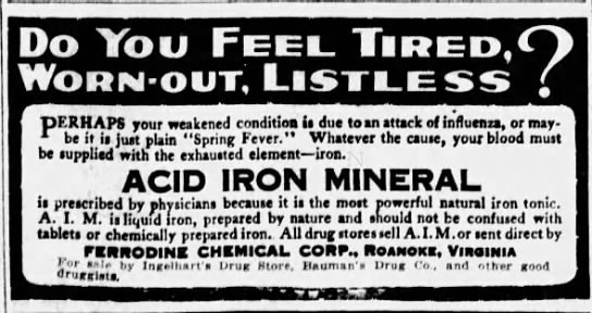 Advertisements for cures, preventatives, and supplements proliferated. (Marshfield News, 11/28/1918)(Oshkosh Northwestern, 12/10/1918)(Oshkosh Northwestern, 5/23/1919)(Stevens Point Journal, 11/14/1919)
