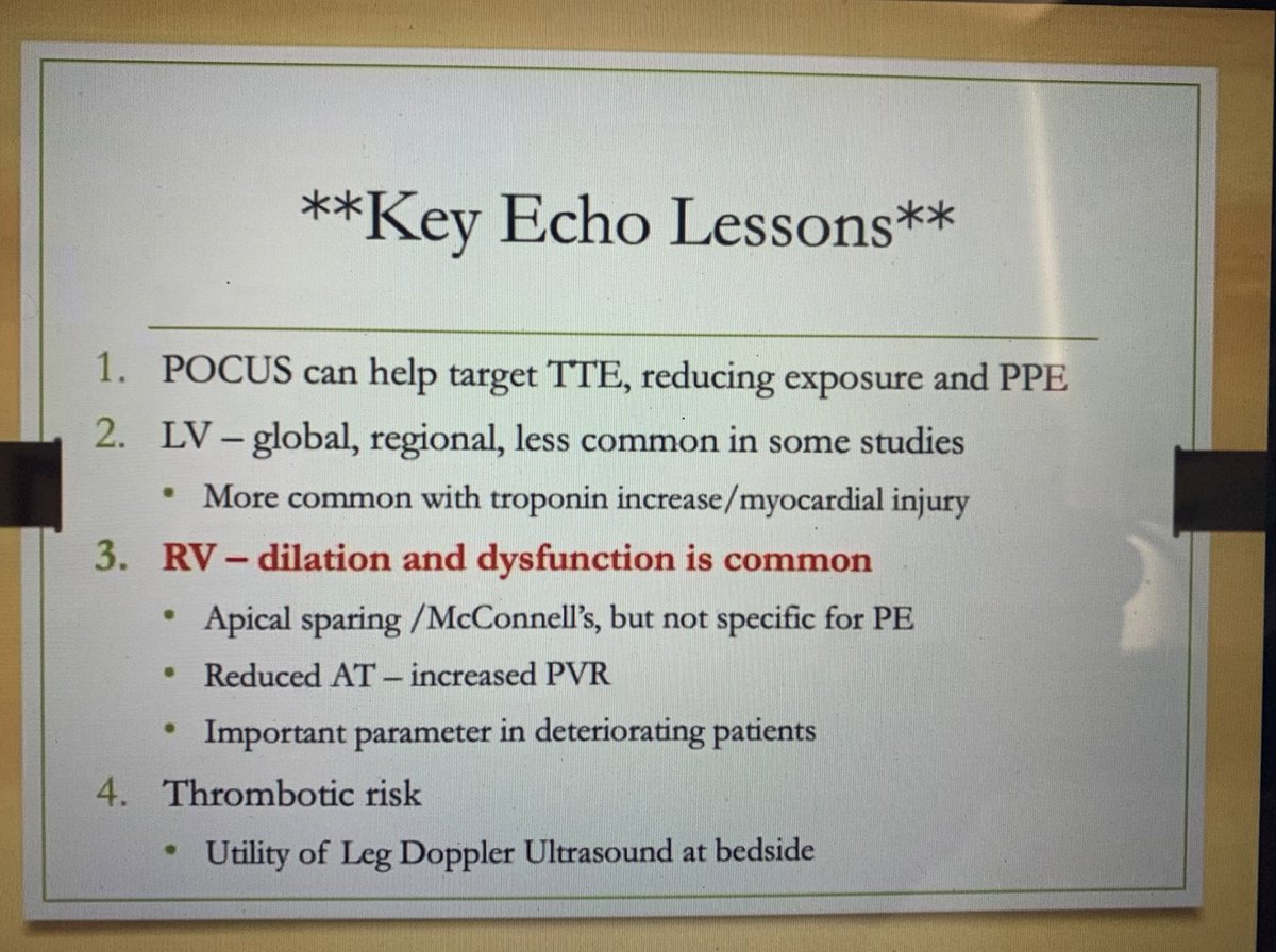 HeartDocSharon's tweet photo. Awesome presentation from @amerjohri @queensu reporting on #EchoFirst findings in #COVID19 spanning the first patients in Wuhan to recent case series reports, and central role of #POCUS, future applications of #AI, #teleguidance @westernu @sabede ~2/3 COVID in-pts have🫀findings https://t.co/jfE6E7BQ9O