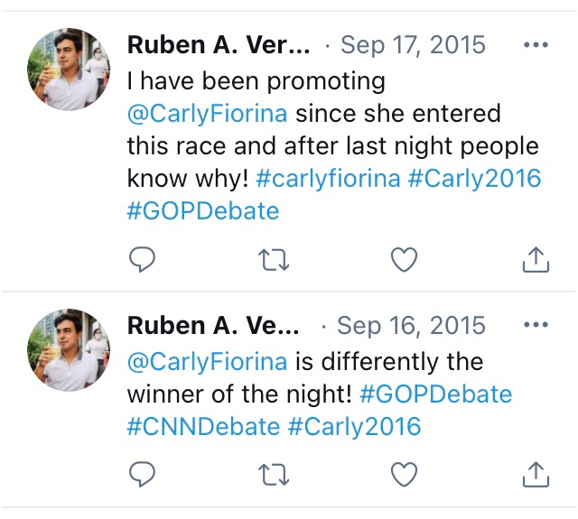 Verastigui was an avid supporter of Carly Fiorina, in the 2016 primaries