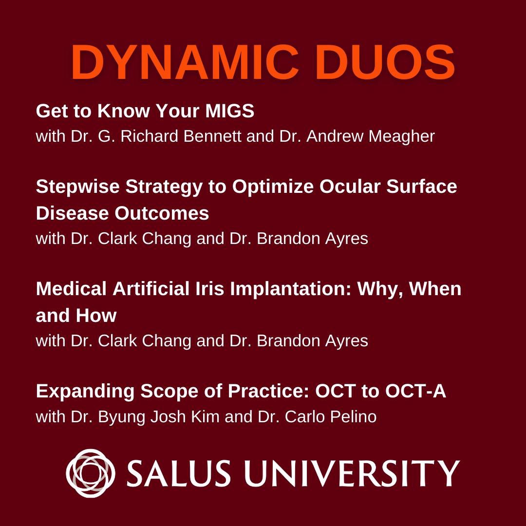 Can’t wait to team up with <a href="/bfast33/">Brandon D. Ayres</a> to represent <a href="/Wills_Eye/">Wills Eye Hospital</a> at Dynamic duo CE on 2/06/21 (ow.ly/bLPB50CTrrK). Honored to be joined by expert clinicians to cover Ocular Surface disease, Glaucoma to OCTA, it’ll be an fun-filled #EducationDay! Thanks, <a href="/SalusUniversity/">Drexel University, Elkins Park Campus</a> 👍