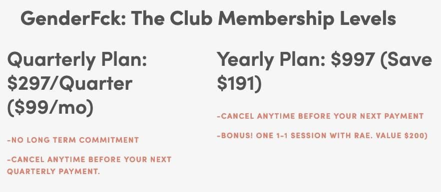 Bonus:"Bonus!" - wow, exciting!"One 1-1 session with Rae" - you must pay the full year to access this parasocial relationship privately, creates cycle of need/limited resourceClassic "you're not paying $100, you're ONLY paying $99!" psychology