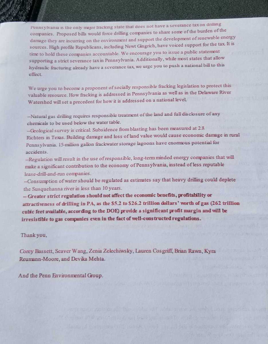Did a metric ton of all sorts of student activism along the way.The fracking debate in PA was huge then, still is. We had a campaign going to lobby PA politicians to support strict fracking environmental oversight. (6)(I like keeping sentimental scraps in case you can't tell)