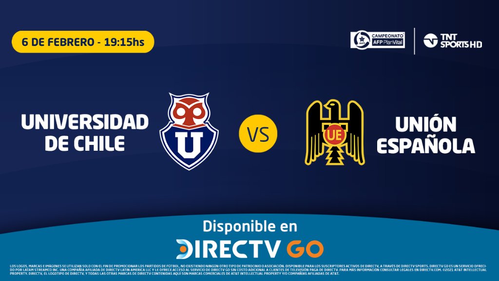DSportsCL's tweet photo. ⚽💙 La @udechile está lista para el desafío de esta jornada: ¡recibe a @UEoficial en el Estadio Nacional!

Disfruta el partido en vivo desde las 19:15hs por @TNTSportsCL y en @DIRECTVGO, sólo para clientes con el pack TNT Sports Premium HD 💻📱 #AzulesDIRECTV https://t.co/tUYhog3mxD
