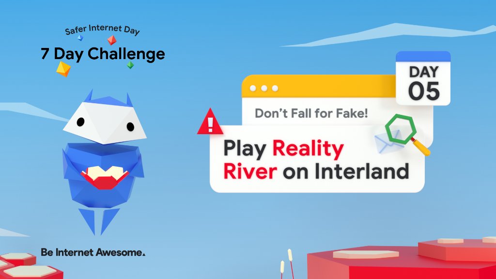 Have your students put their #digcit knowledge to the test. For today's #SaferInternetDay activity, your students can cross Reality River's rapids by correctly answering internet safety questions in Interland, #BeInternetAwesome's free online game: goo.gle/2Y52l0U