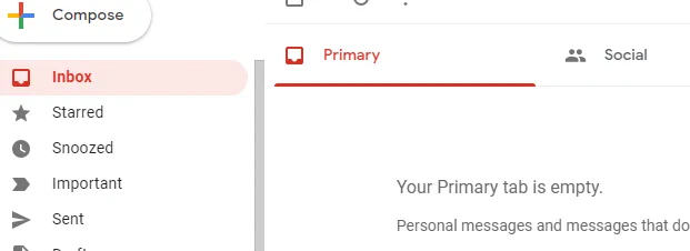Picture of empty Gmail inbox