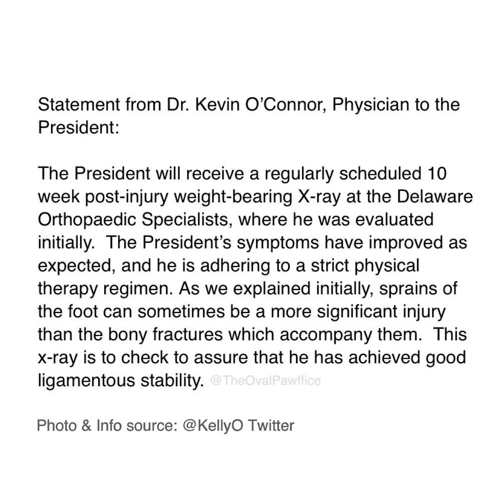 TheOvalPawffice's tweet image. 🐾 As per my #PawsRelease at the time the of the ankle incident, I maintain that I am innocent. After a thorough investigation by the secret service, I was exonerated of any wrongdoing. It was scientifically proven that my dad caught his leg in that landslide he won by. - Major