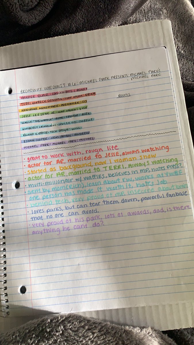 ToriWolfgarth's tweet photo. @bwaywhodunit notes page has been started, really so pumped for this one. It’s gonna be one for the books https://t.co/6DtGltqZhP
