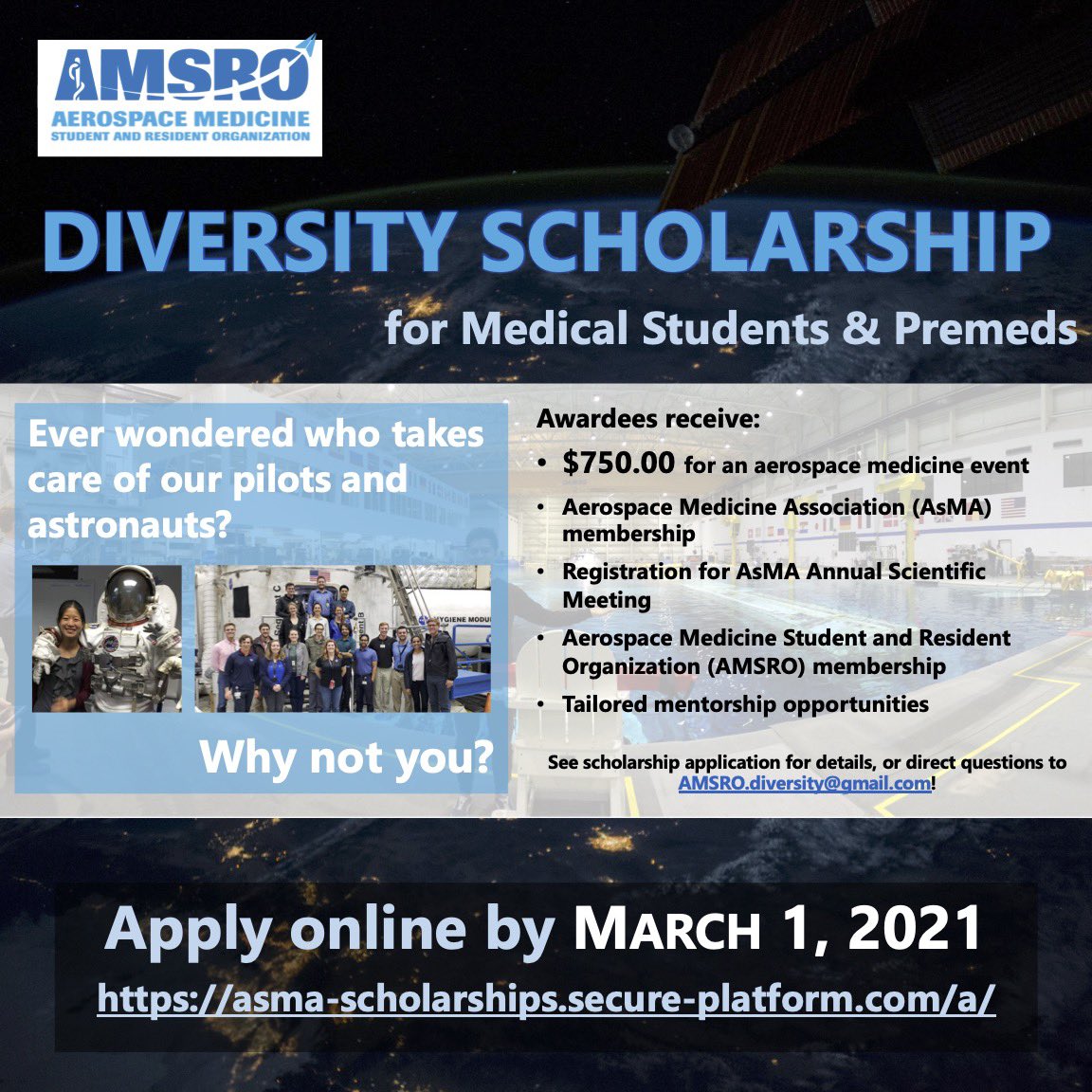 Calling all medical/premed students underrepresented in aerospace medicine!