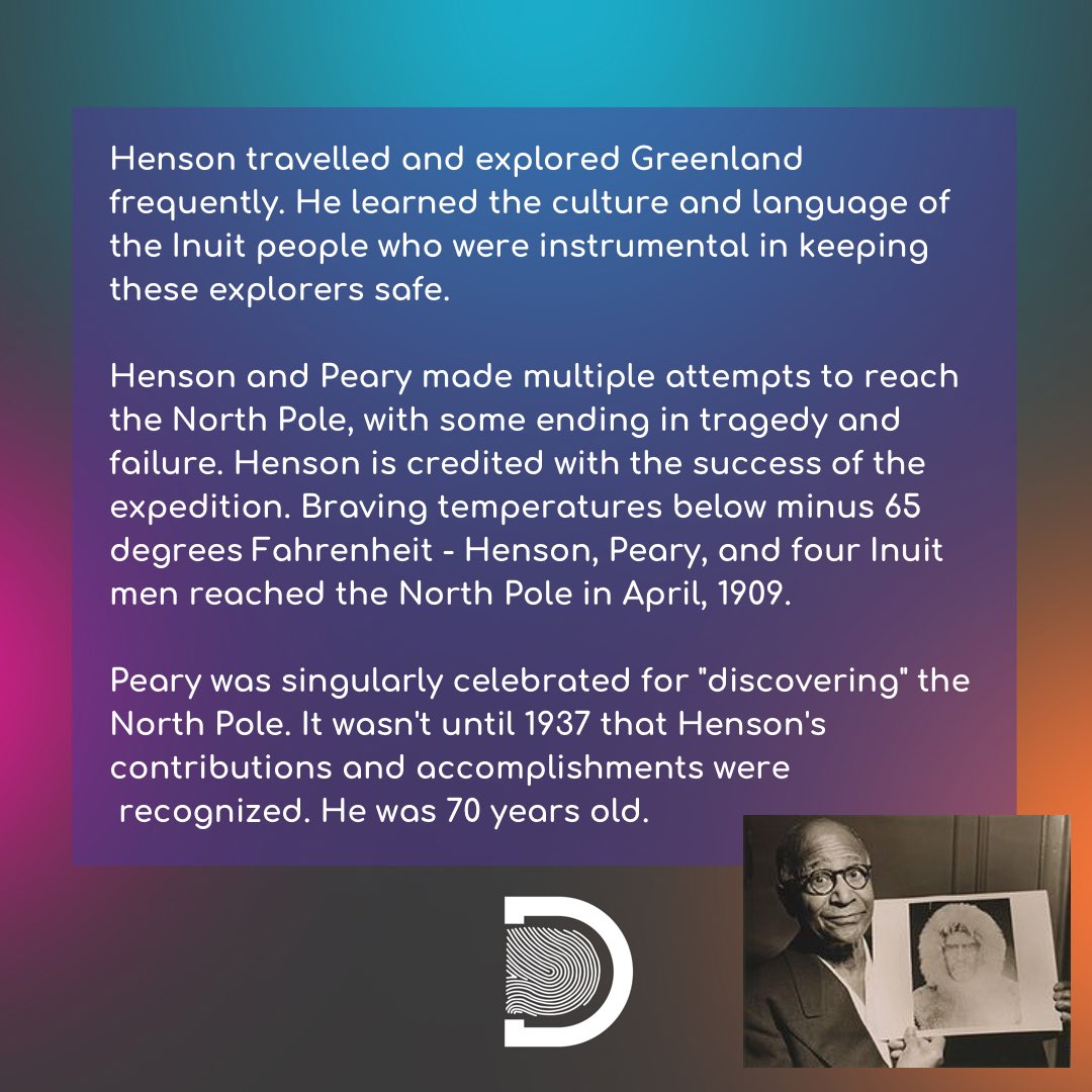 DiverseDecoded's tweet photo. Diversity Decoded is proud to celebrate Matthew Henson, the FIRST explorer to reach the North Pole. 

All month long we will be highlighting the African American heroes, sheroes and theyroes upon whose shoulders we all stand.

#blackhistorymonth #diversitydecoded https://t.co/vMqIW4RDYz