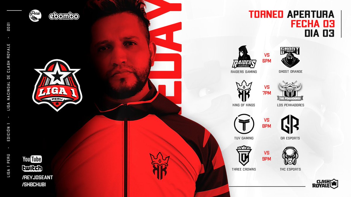 FECHA 3 / DIA 3
Se vienen 4 partidos que prometen romper todo pronóstico

PROGRAMACIÓN🇵🇪
6pm
@RaidersGamingGG
🆚
<a href="/GhostOrange1/">Ghost Orange</a>

7pm
<a href="/KingOfKings_GG/">King Of Kings 👑</a>
🆚
@Lospekkadores

8pm
<a href="/TUV_GamingGG/">TUV Gaming™</a>
🆚
@GR_EsportsGG

9pm
<a href="/ThreeCrownsGG/">ThreeCrowns™</a>
🆚
<a href="/THC_EsportS/">THC EsportS</a>

Los esperamos 😎