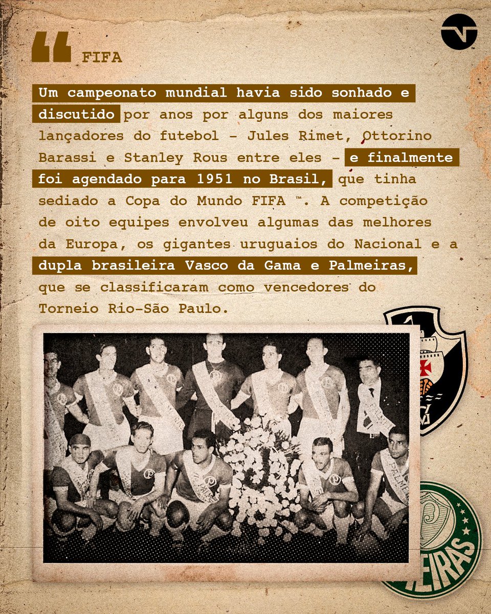 Site da FIFA reconhece conquista Mundial do Palmeiras de 1951 e