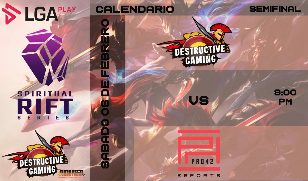 DestGVE's tweet photo. El día de hoy jugamos la semifinal del #SpiritualRiftSeries #SRS de la mano de  @LGAplay en contra de #PRO42Esports  estén al tanto de la transmisión para no perderse nada al respecto! #GoDG https://t.co/0FRajf2bxH