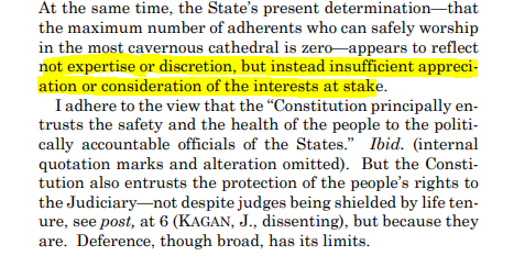 There were some interesting splits here. The Chief writes only for himself, mostly in what seems an answer to Justice Kagan's dissent, which focuses on deference to science policy and takes a shot about SCOTUS justices being insulated from the consequences of their decisions.