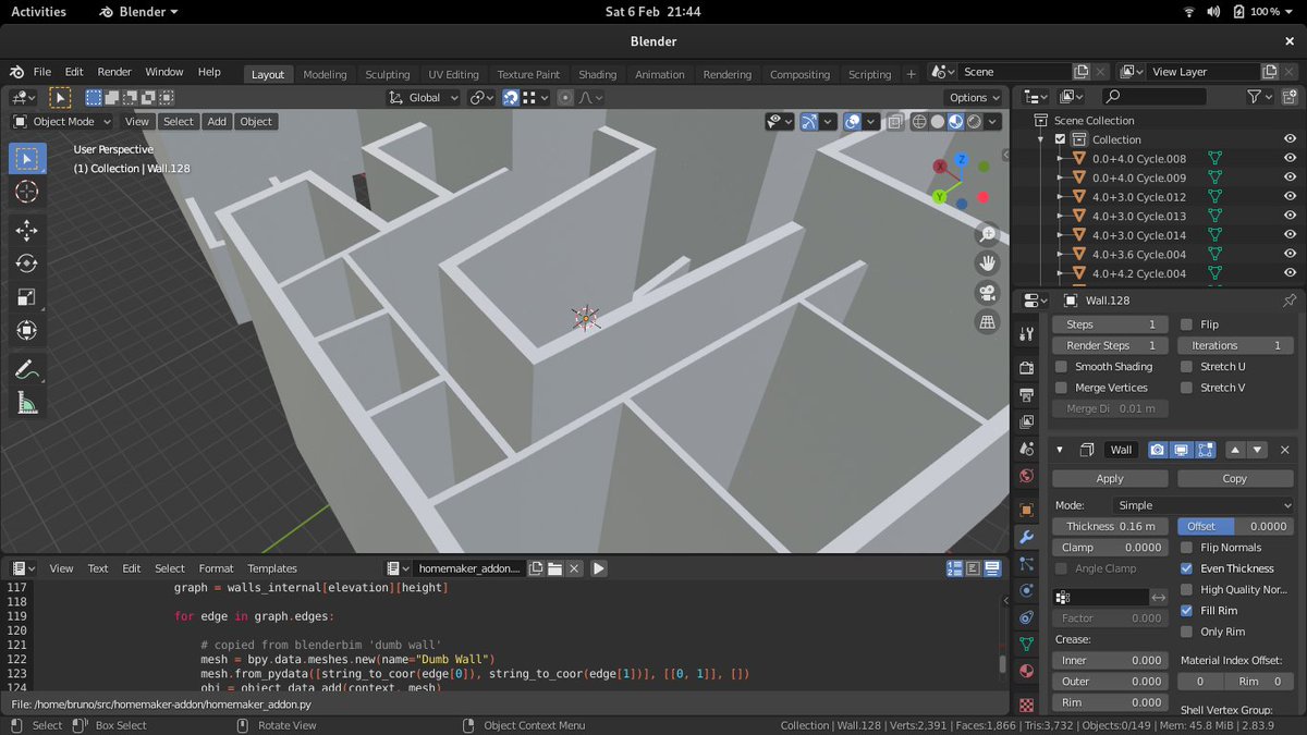 More Topologic experiments, identifying internal walls as well as external walls