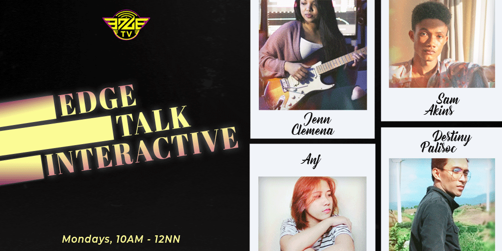 edgetvph's tweet photo. World-class Artists take center stage on #EdgeTV
Feb.8 | 10AM:
@jennclemena-US-based multi-talented Fil-Am musician
@samakinsmusic - Nigerian artist based in Dumaguete
Anj Jimenez - upcoming artist from Cabuyao, Laguna
Destiny Isoc - acoustic solo artist from QC https://t.co/0Eczm7KOBU