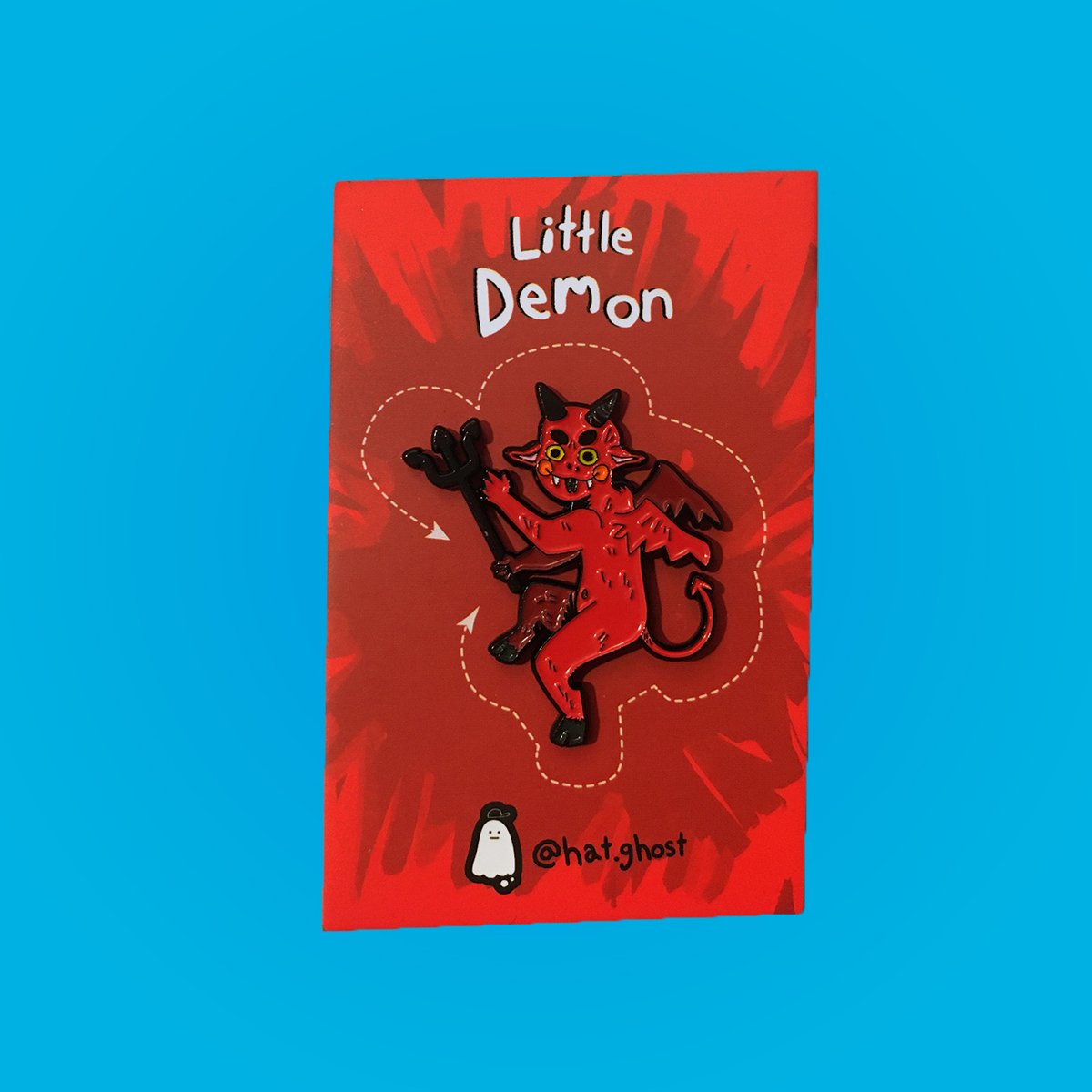 HatGhostShop's tweet photo. Little Demon pins are still in stock! Each one comes with it's own minor evil vibes e.g. putting a grocery item back on the wrong shelf or eating the last slice of birthday cake at someone else's party, etc. 
#demon #enamelpin #softenamel #demonpin #shopsmall https://t.co/n37WR7MYGN