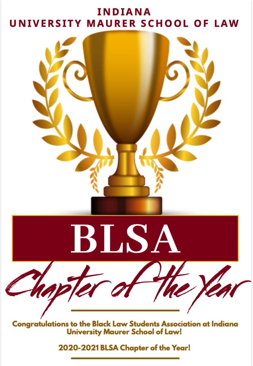 AustenParrish's tweet photo. Student news: the @IUMaurerLaw Black Law Students Association (@maureriublsa) just received 2020-21 BLSA Chapter of the Year award for the Midwest Region. Fabulous news, well deserved, and a big congratulations to the executive board! (@IU_OVPDEMA @IUBloomington). https://t.co/hFkFyhajVk