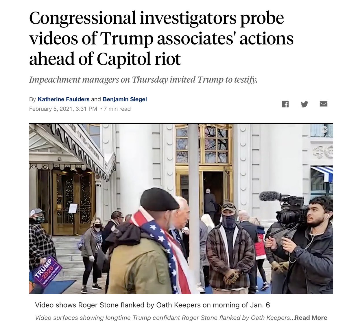 4/  @arawnsley's story builds on great reporting yesterday by  @ABC's  @mattmosk  @OliviaRubinABC  @ajdukakis  @gallagherfergal  @KFaulders &  @bensiegel Stone is saying he had 'no advance knowledge of the insurrection' -  @GMA  https://twitter.com/GMA/status/1358076366810476547