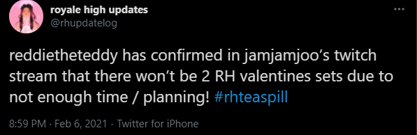 Royaledior1's tweet photo. (RETWEET) THERE WON'T BE 2 SET FOR THIS YEARS VALENTINES DAY UPDATE credits: @rhupdatelog https://t.co/0eQLNSpySS