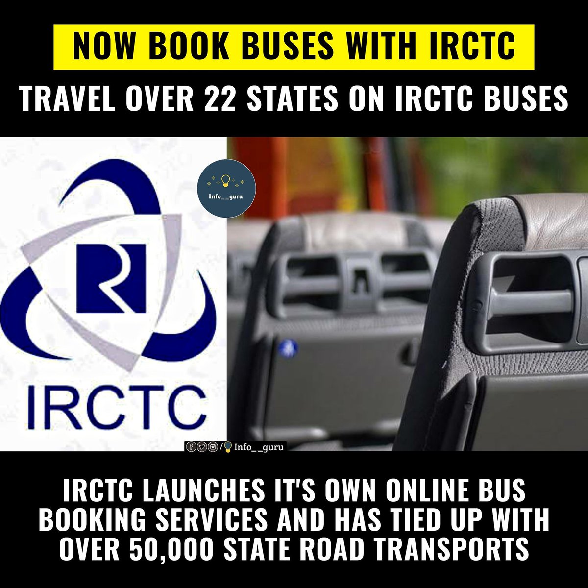 Infoguru9's tweet image. Irctc launches it&apos;s own bus booking services..👍

Tied up with over 50,000 state road transport and private bus operators covering 22 states and 3 Union territories..

#info__guru #irctc #irctcbusbooking #busservice #indiangovt #indianrailways