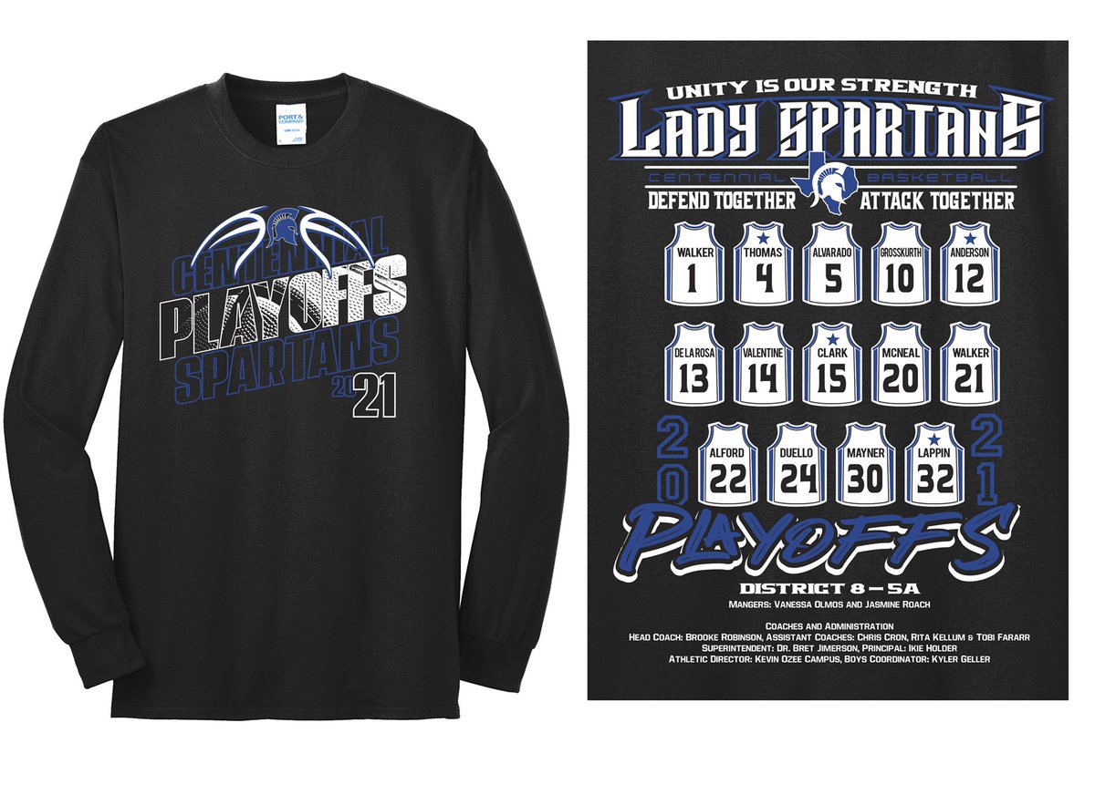 2021 Lady Spartan Playoff Shirts on sale now for $20 . All orders due on Monday by 11:00 am and will be ready by  Feb 11th. 

docs.google.com/forms/d/e/1FAI…